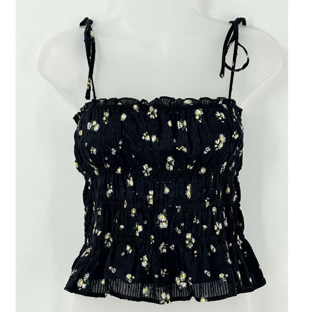 New Mi Ami Daisy Floral Smocked Tank Top womens sz L boho festival cottagecore